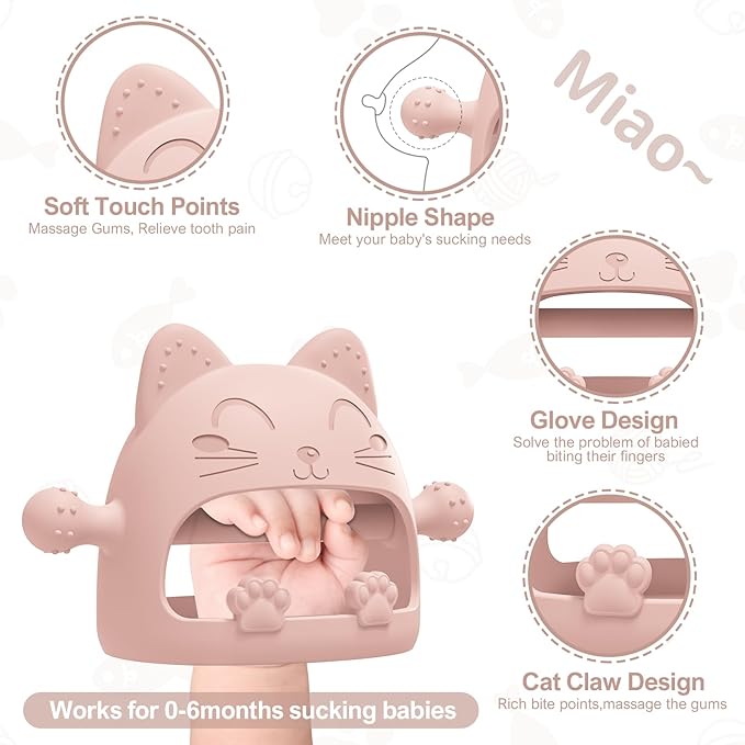 3 Pack Silicone Baby Teether Toys for 0-6 Months - Never Drop Chew Toys for Teething Relief, Pacifiers - Ideal Baby Shower Gifts