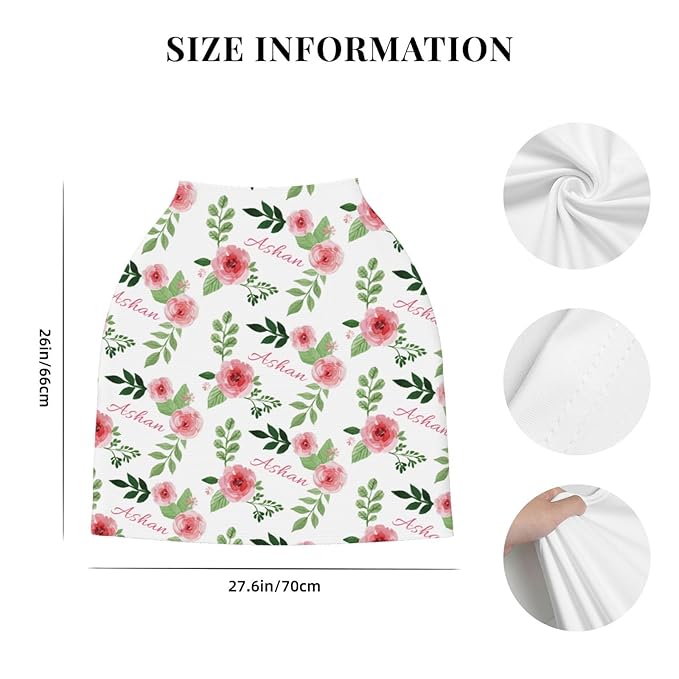 Personalized Baby Car Seat Cover for Girls, Custom Floral Nursing Covers for Breastfeeding with Name, Infant Stroller Cover, Baby Carseat Canopy for Newborn, Multiuse Car Seat Canopies
