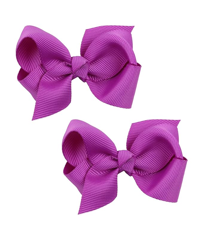 Baby Girl's 2Pcs Cute 3 Inch Pure Color Bow-knot Hair Clip for Photography Travel Daily Life (Purple)