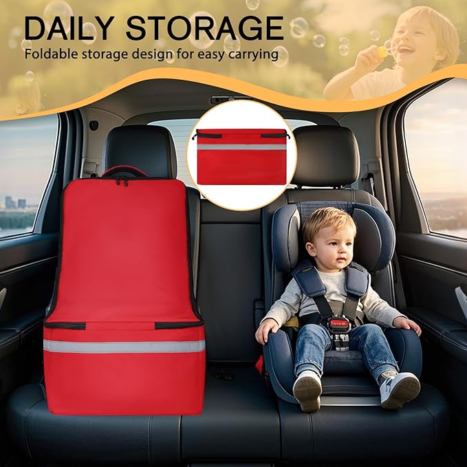 LARIPOP Car Seat Travel Bag for Airplane, Universal Gate Check Car Seat Bag, Padded Backpack with Waist Belt, Reflective Strips & Protective Feet, Fits Infant Convertible Booster Seats, Red