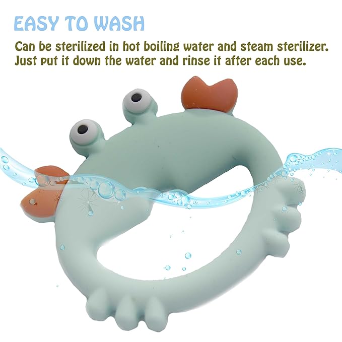 Teething Toys 3-6 Months, Teethers for Babies 3-6 6-12 Months for Teething Relief, Baby Teether Teething Toys 100% Silicone, Newborn Infant Sensory Baby Toys 0-6 Months,bebe mondo (Crab)