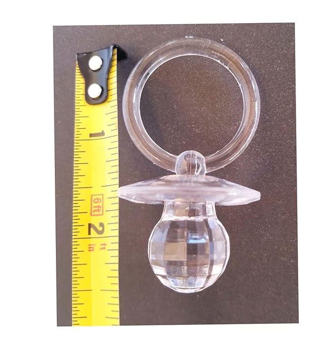 RBN 2.5 IN. Pacifier Baby Shower Crystal 3D Diamond Cut Prism Acrylic Bridal Wedding Birthday Party Favor Gift Table Games