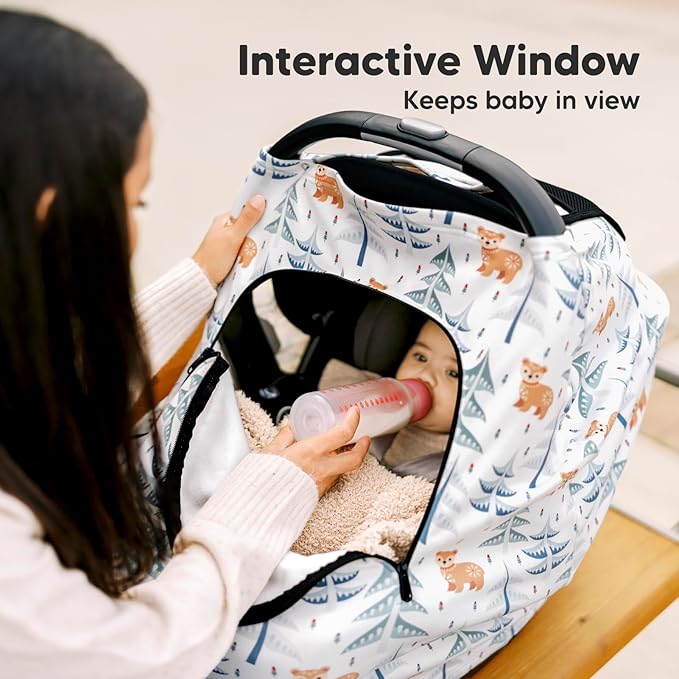 KeaBabies Winter Car Seat Cover Baby, Newborn - Universal Fit Infant Carseat Covers Baby Girl, Boy, Breathable, Lightweight Blanket, Easy to Use Stroller Canopy, Rain, Wind, Sun Shade (Wintry)
