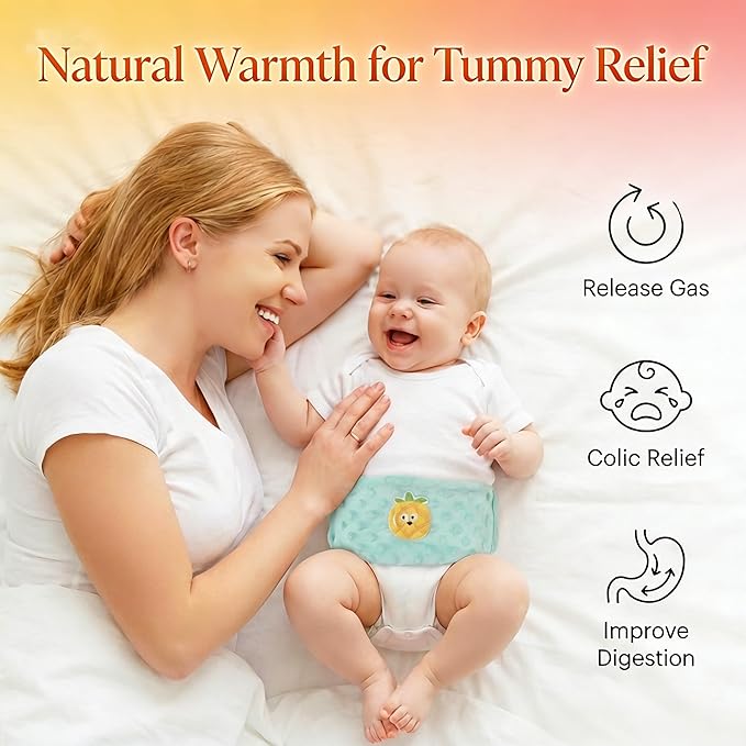 Colic and Gas Relief for Newborns and Infants, Flaxseed Heated Tummy Wrap, Microwaveable Baby Swaddling Belt with Warmth, Natural Relief for Upset Stomach in Babies and Toddlers(Green)