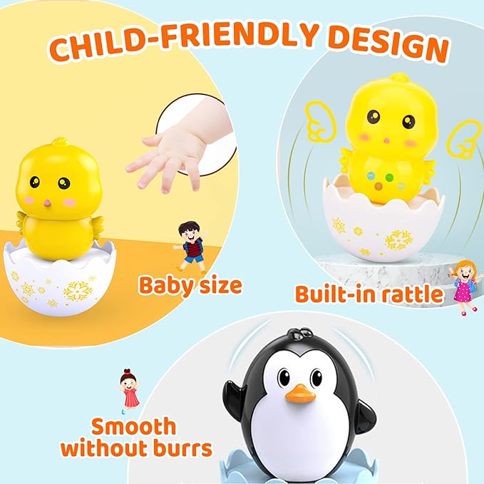 Lukax Baby Easter Egg Toys - Bunny Chick Baby Easter Basket Stuffer, Plastic Easter Egg Toys with Rattles, Toddler Easter Egg Basket Toys for Age 8 Month+