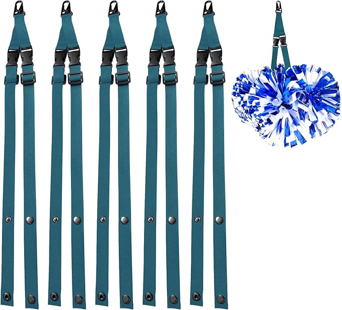 Cheer Pom Poms Carrier for Backpacks - Adjustable Cheerleading Poms Keeper - Heavy Duty Webbing Gear Connector for Travel, Competition & Practice