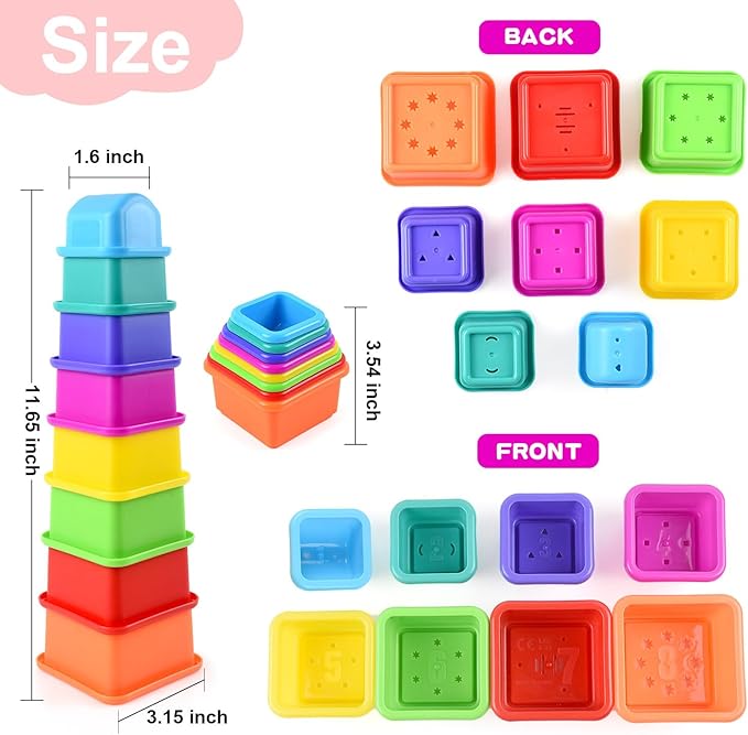 Baby Stacking Nesting Cups Toy, Montessori Toys for Toddlers 6+ Months