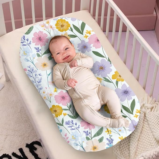 Floral Baby Lounger Cover Infant Lounger Covers for Newborn 31.5'' x 21.3'' Baby Nest Slipcover for Girls Sleeping Cril Nest Crib Slipcover