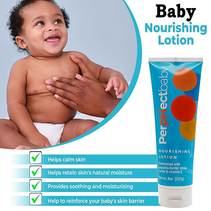 Nourishing, Moisturizing, Calming Baby Dry Skin Lotion for Chapped & Cracked Skin Formulated with Cupuacu Butter, Shea Butter, Vitamin E and Lavender Oil, 8 oz