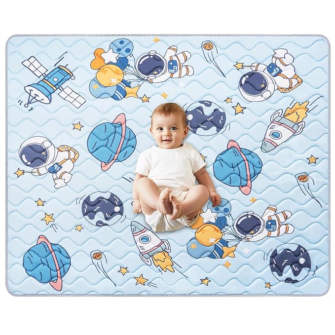 Baby Play Mat 79’’ x 71’’ Soft Baby Floor Mat Thicker Foam Play Mat for Babies，Toddlers, Foldable Baby Playpen Mat Crawling Mat，Space Design