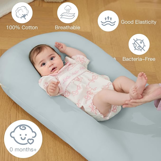 Lucakuins Baby Lounger Cover for Infants Loungers 0-24 Months, 100% Cotton Soft and Breathable Lounger Slipcover（Only Lounger Cover, Without The Lounger） (013, OneSize)