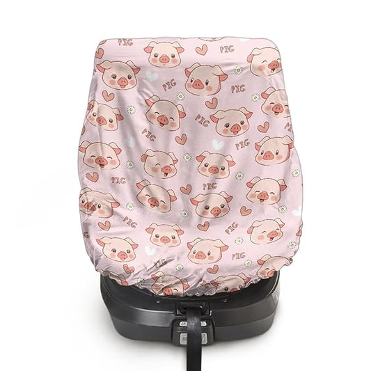XYZCANDO Pig Print Car Seat Covers for Babies Cute Car Seat Cover Baby Travel Easy to Install Car Seat Sun Cover for Baby Replacement Infant Car Seat Protector Toddler Car Accessories 2025