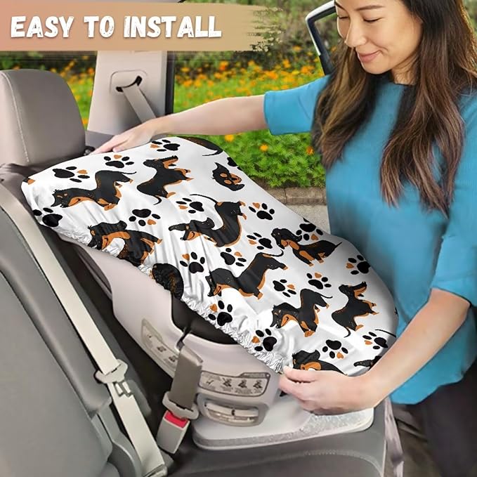 Car Seat Cover Baby Car Seat Sun Shade Cover with Dachshund Print, Toddler Car Seat Cover Replacement Heat Protector Fashion Toddler Car Seat Accessories