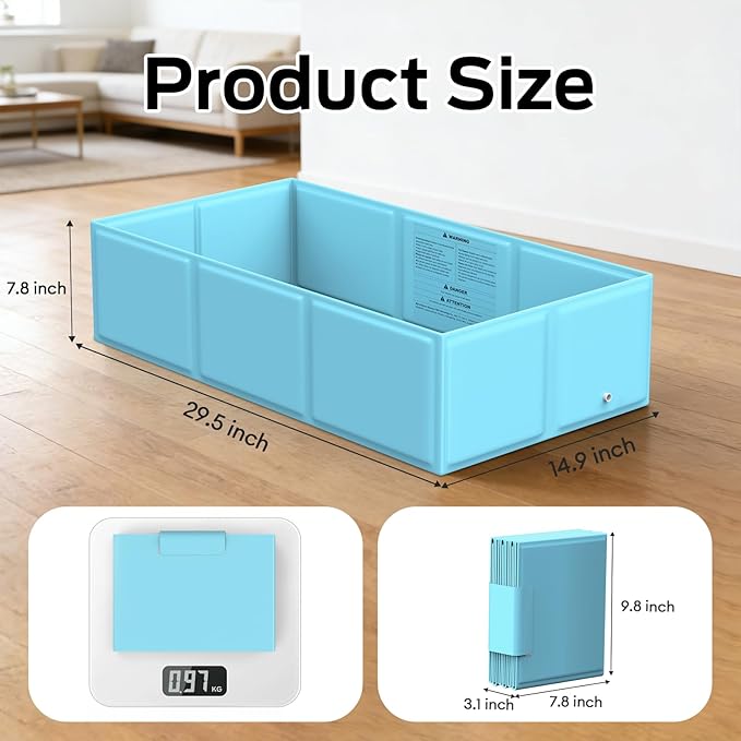 Collapsible Baby Bathtub, Foldable Infant Bath Tub with Non-Slip Base, Portable Travel Baby Bath for Newborns & Toddlers Indoor Outdoor Use, Baby Shower Gift, Blue