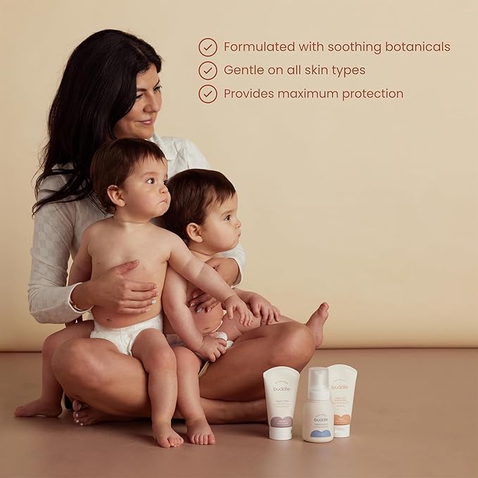 Buddle Diaper Rash, 4-Piece Kit, 40% Zinc Oxide Ointment, Diaper Cream, Foam Cleanser & Paddle Pal Silicone Spatula Applicator