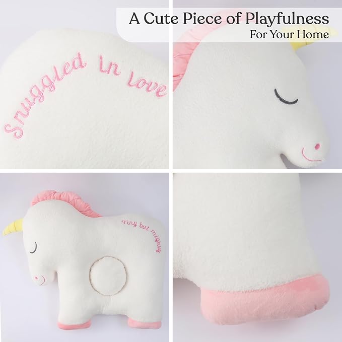 Unicorn Baby Play Cushion – Reversible Floor Pillow with Positive Affirmations – Plush Support Cushion for Tummy Time, Bonding & Infant Photography – Soft Baby Floor Mat for Newborns & Infants