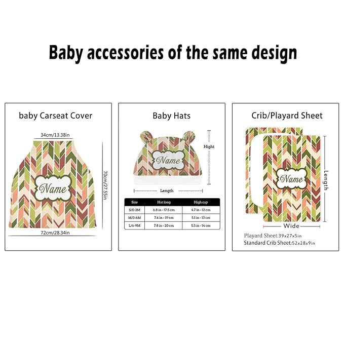 Personalized Name Car Seat Covers for Babies, Customized Baby Carseat Cover, Infant Carrier Cover Stroller Canopy, Nursing Cover Breastfeeding Scarf for Newborn Boys Girls, Geometric Pattern