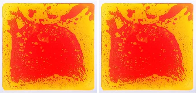 Art3d 2-Pack Liquid Fusion Floor Children Develop Mat Shapes, 11.8" x 11.8" Yellow-Red