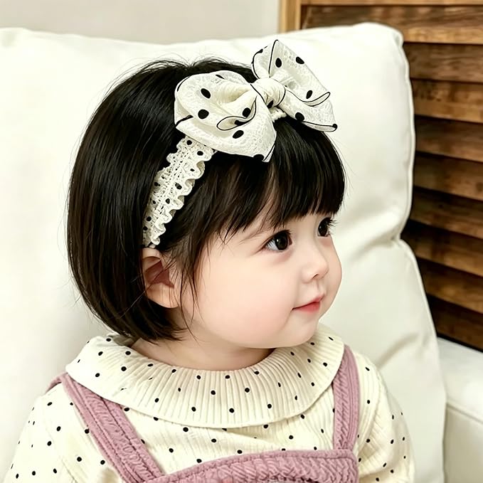 Handmade Baby Girl Headbands in Beige Baby Bows and Floral Lace Headband Bows for Newborns and Toddlers Cute Baby Girl Bows and Newborn Headband Bows