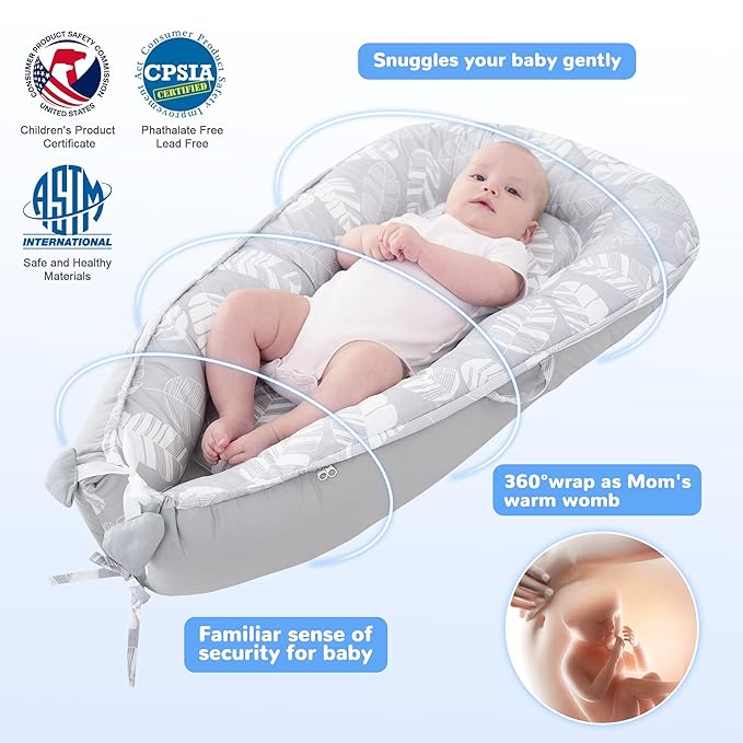 Viviland Baby Lounger Snuggle Me Lounger Fits 0-24 Months Newborn Infant Babies, White Feather