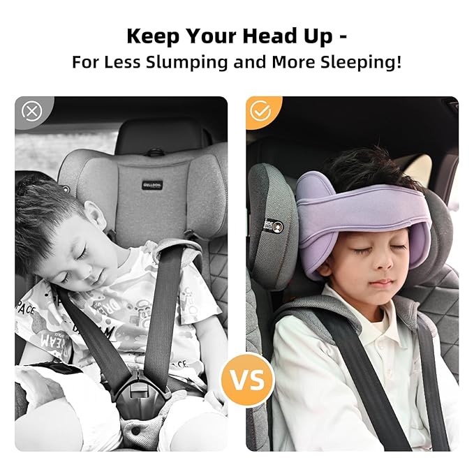 Baby Head Support for Car Seat, Car Seat Head Support for Toddler, Head Band Strap Headrest, Car Seat Headrest Pillow Road Pal Car Headrest - Relax Anytime in The Car, Purple