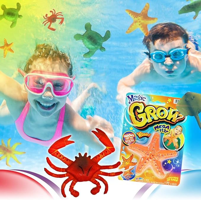 JA-RU Magic Grow Ocean Themed Assorted Beach Life Sea Creatures Pool Toys (Pack of 2)