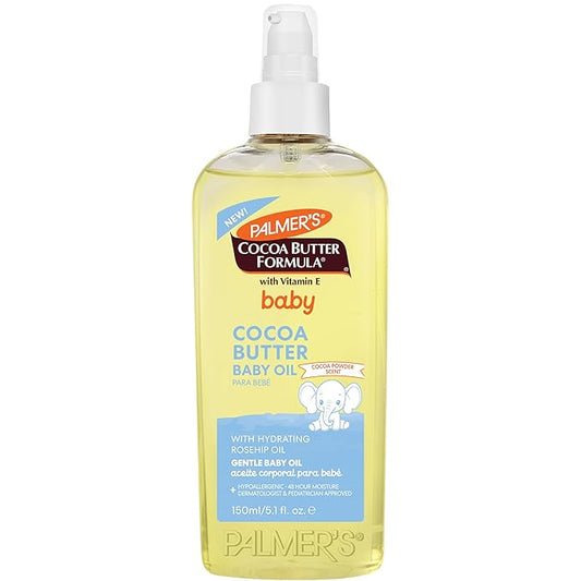 Palmer's Cocoa Butter Formula Gentle Baby Oil, 5.1 fl oz, Nourishing for Delicate Skin, Vitamin E Baby Essentials