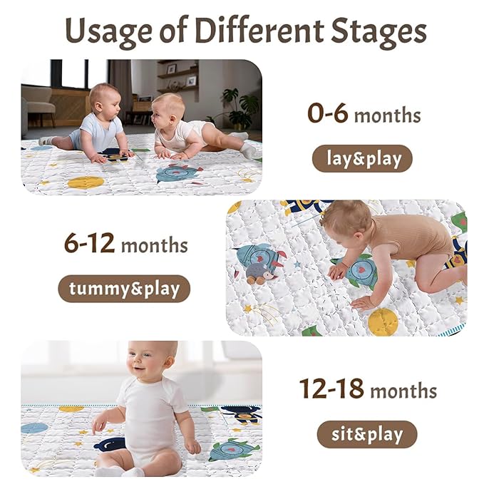 Baby Play Mats for Floor, 50x50 Playpen Mat Thick Soft Crawling Mat Non-Slip Cushioned Playmats for Baby Toddlers Infants Activity & Tummy Time, Foldable & Machine Washable Playmat (Space,50x50)