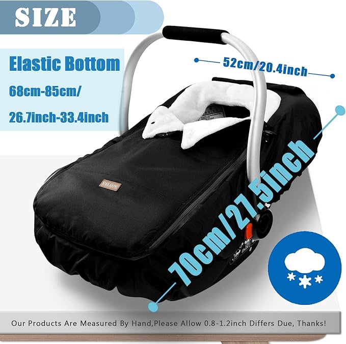 Vaxaape Baby Car Seat Cover,Car Seat Covers for Babies,Winter Protector,Universal Winter Car Seat Cover for Infant Boys Girls,Warm and Cozy,Car Seat Covers for Infant Car Seat(Black)