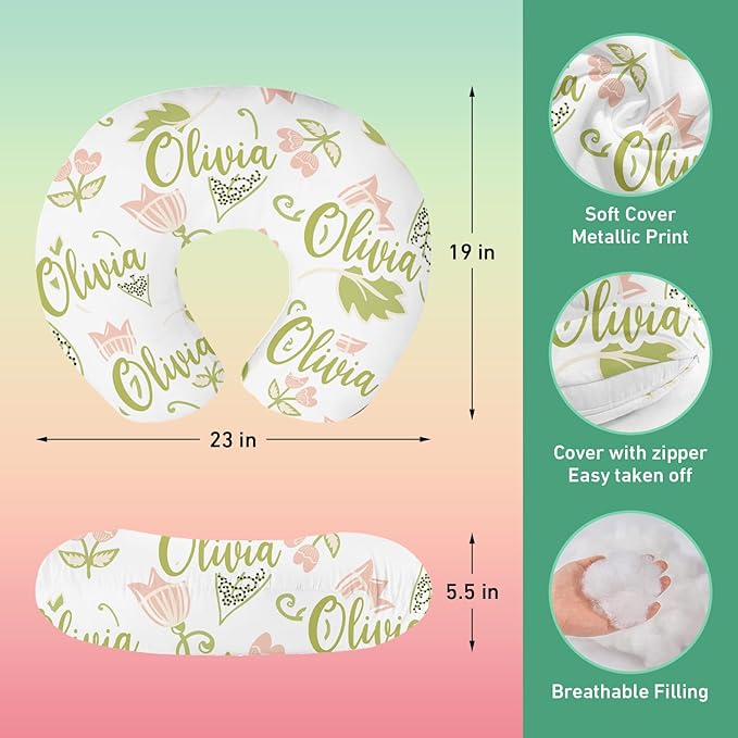 Personalised Car Seat Cover for Babies - Multi-use Carseat Canopy Cover with Name, Car Seat Covers, Christmas Birthday Gifts for Infant Boys and Girls Light Green Flower