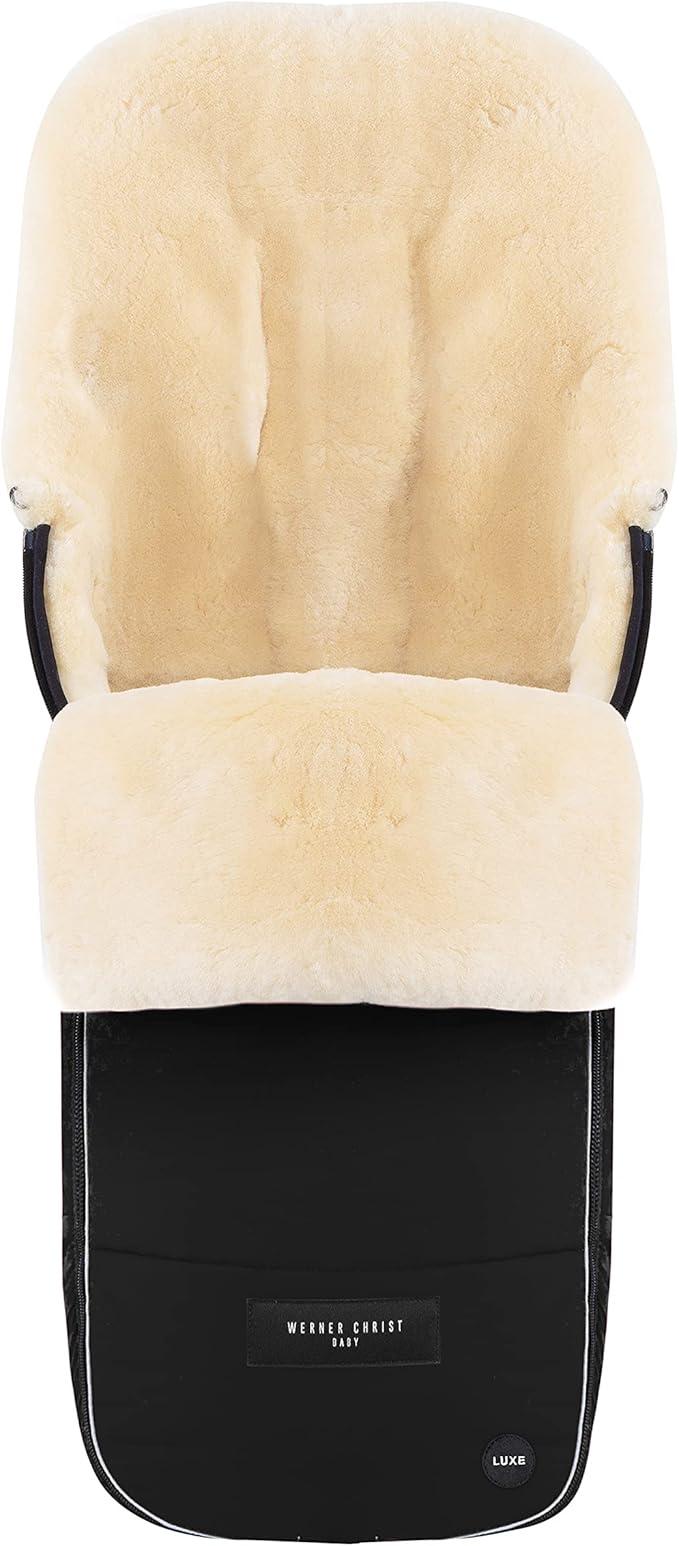 Werner Christ Baby Sheepskin footmuff FLIMS Luxe - Full Medical Sheepskin footmuff for Buggy (from 6 to 36 mo.), Medical Fur, Universal with Long Slits