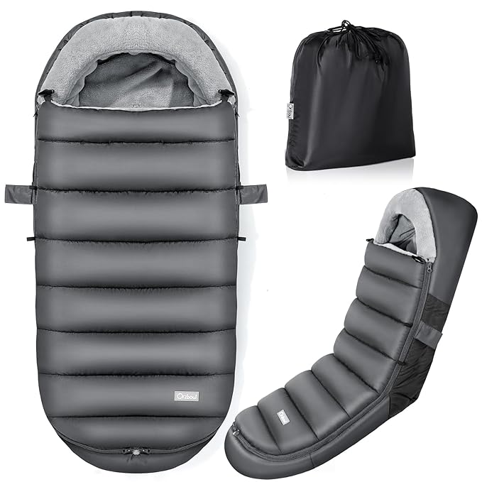 IvyWind Stroller Footmuff, Baby Winter Stroller Bunting Bag with Removable Zipper, Universal Warm Sleeping Bag for Cold Weather, Waterproof & Cozy Fleece Lining for Toddler Infant Kids, Dark Gray