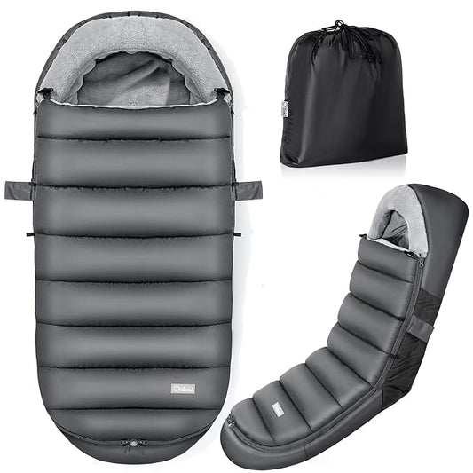 IvyWind Stroller Footmuff, Baby Winter Stroller Bunting Bag with Removable Zipper, Universal Warm Sleeping Bag for Cold Weather, Waterproof & Cozy Fleece Lining for Toddler Infant Kids, Dark Gray