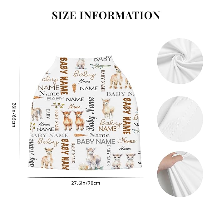 Personalized Car Seat Covers for Babies with Name – Multi-use Breastfeeding Cover Custom Llama Carseat Canopy Cover, Infant Stroller Covers for Boys and Girls