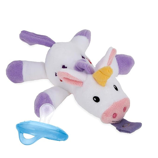 Nuby Calming Natural Flex Snuggleez Pacifier with Plush Combo Set for Cuddling with Comfort, Unicorn