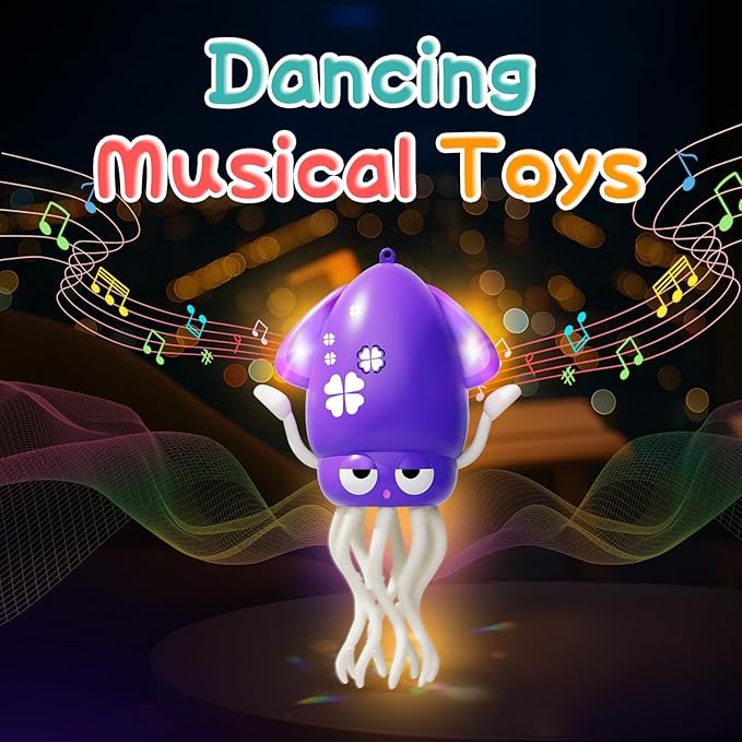 Electric Dancing Octopus Toy with Led Light and Music, Kids Electric Crawling Octopus Tummy Time Toys, Rechargeable Interactive Sensory Toyy, Perfect Christmas Birthday Gift (Purple)