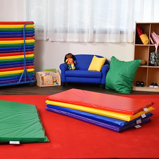 Children's Factory Nap Mats for Toddlers, Rainbow Nap Mat for Daycare & Preschool, 5-Pack