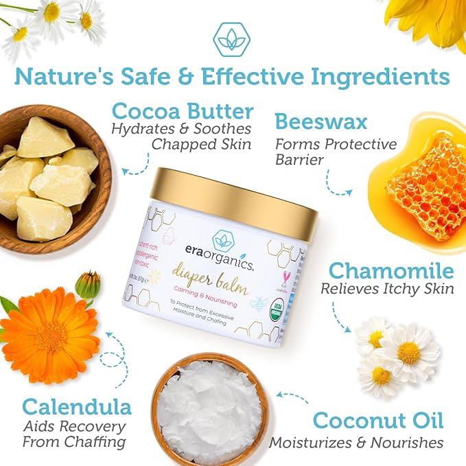 Era Organics Baby Healing Ointment & Diaper Balm – Organic Baby Balm for Eczema, Cradle Cap & Sensitive Skin + Organic Diaper Ointment – Moisturizing Relief for Dry, Irritated Skin (4 oz + 2 oz)