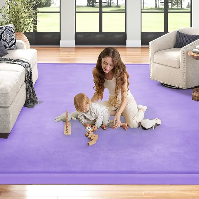 Baby Play Mat for Floor Nursery Muscle Mat Area Playroom Rug 39"x59" Memory Foam 1.3" Thick Crawling Mat for Babies,Toddlers, Infants,Kids (Lavender)