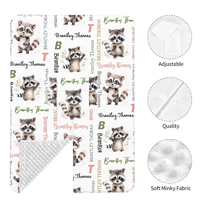 Personalized Winter Baby Car Seat Cover with Name Raccoon Winter Car Seat Cover for Baby Seat or Stroller Custom Infant Car Seat Covers Minky Blankets Nursing Cover Breastfeeding Scarf