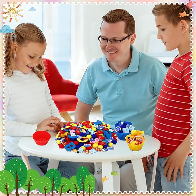 Sensory Bin Filler Set with Pom Poms, Sensory Bin Fillers for Fine Motor Development Counting and Sorting for Fine Motor Skills, Back to School Learning Activities