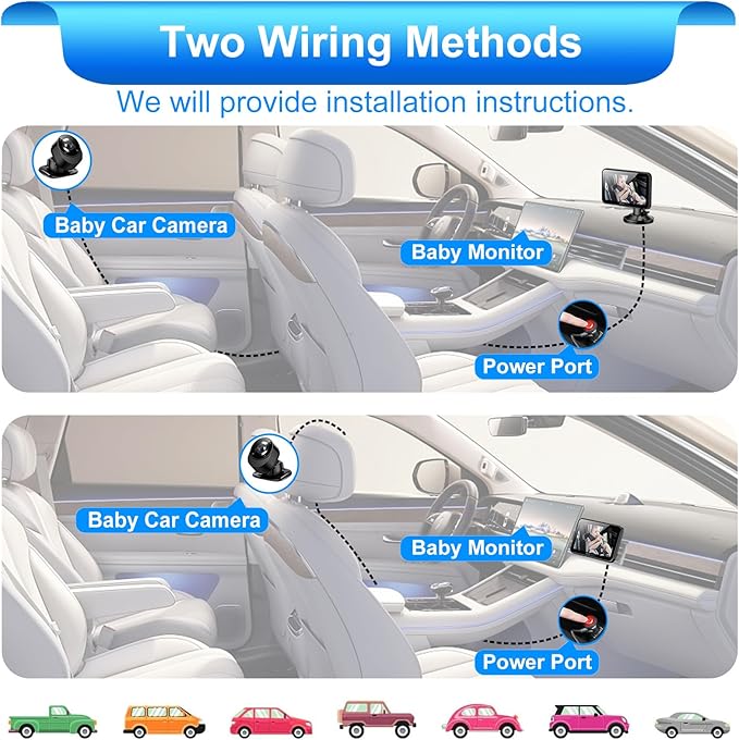Baby Car Mirror - Baby Car Camera 4.3 inch HD 1080P - Rear Facing Car Baby Monitor with Night Vision - Adjustable View Angle, Easy Setup, Safety for Infants - Black