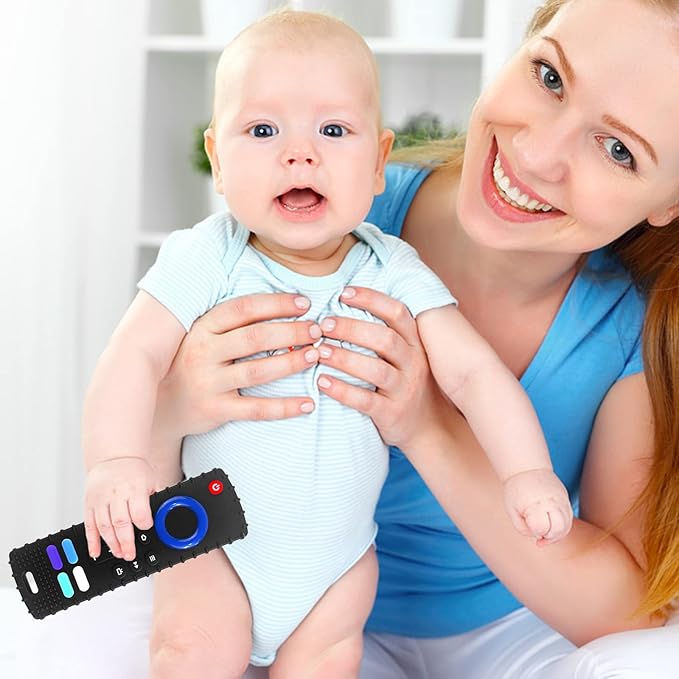 YAPROMO Baby Teething Toys,Reomte Teether Toys, Silicone Chew Toy for Babies 18+ Months, Remote Control Shape Teething Toys, Early Educational Toy BPA Free & Refrigerator Safe (Black01 & Purplr02)