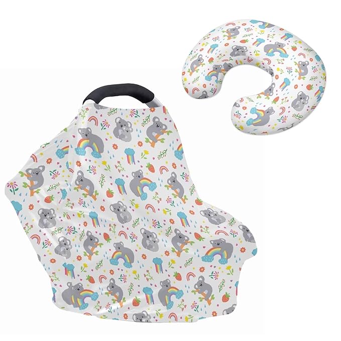 Koala Basket Covers for Baby Infant Carseat Canopy Small Flowers Nursing Pillow Cover for Baby Boy Girl Newborn Replaceable Cuddle Pillow Slipcover
