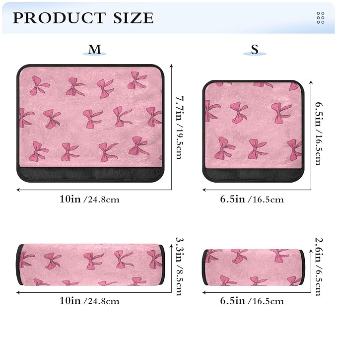 Seat Belt Covers 2 Pack Pink Bow Ribbon Car Seat Strap Covers Super Soft Cute Coquette Car Seat Neck Cover for Boys Girls Adults Babies S