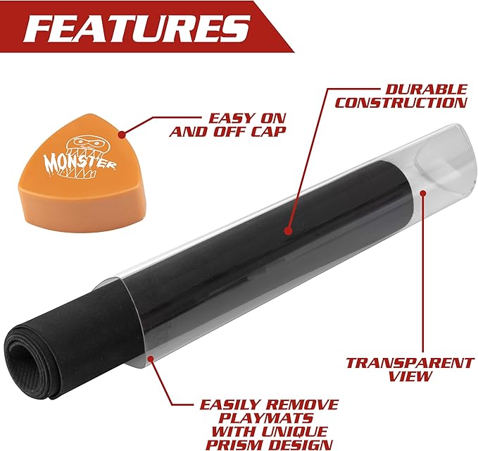 The Original Monster Prism Playmat Tube (Gold) - Easy in and Out Case Design, Holder Won't Roll Off Surfaces - TCG Game Mat Storage Compatible with MTG Magic: The Gathering & Other Trading Card Games