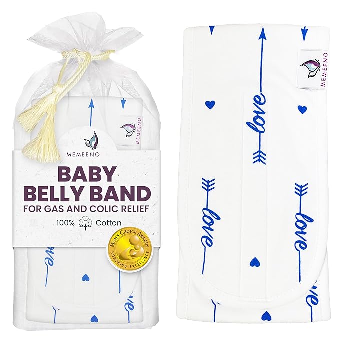 MEMEENO Belly Band for Baby Gas and Colic Relief - Heating Pad for Colic, Heated Tummy Wrap for Newborn infants, Love Him