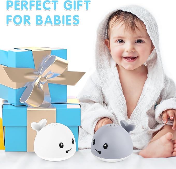 Whale Bath Toy Sprinkler, Baby Easter Basket Stuffers, Light Up Bath Toys for Kids Ages 1-3 Babies 6-12-18 Months, 1 2 3 Year Old Boys Girls Easter Toddler Birthday Gifts, Bathtub Pool Water Table Toy