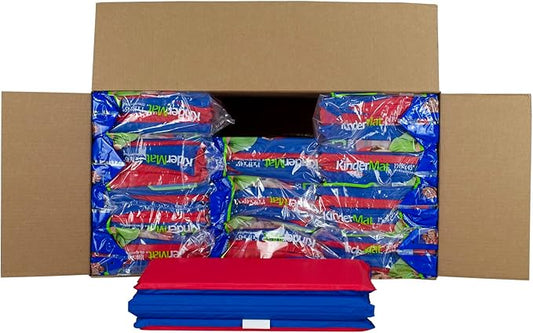 CASE Pack of 12 KinderMat, 1" Thick, 45" x 19" x 1", Red/Blue, 100% Made in USA