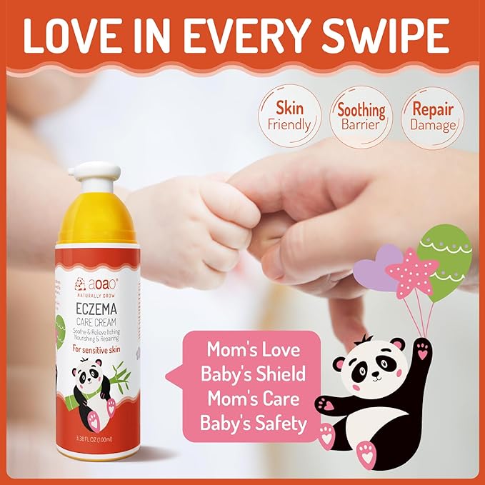 Baby Eczema Cream for Kids, Eczema Therapy & Relief Body Lotion - Nourishing Skin Protectant, Soothes Dry Irritated Skin, Hypoallergenic & Steroid-Free, 100ml/3.38oz